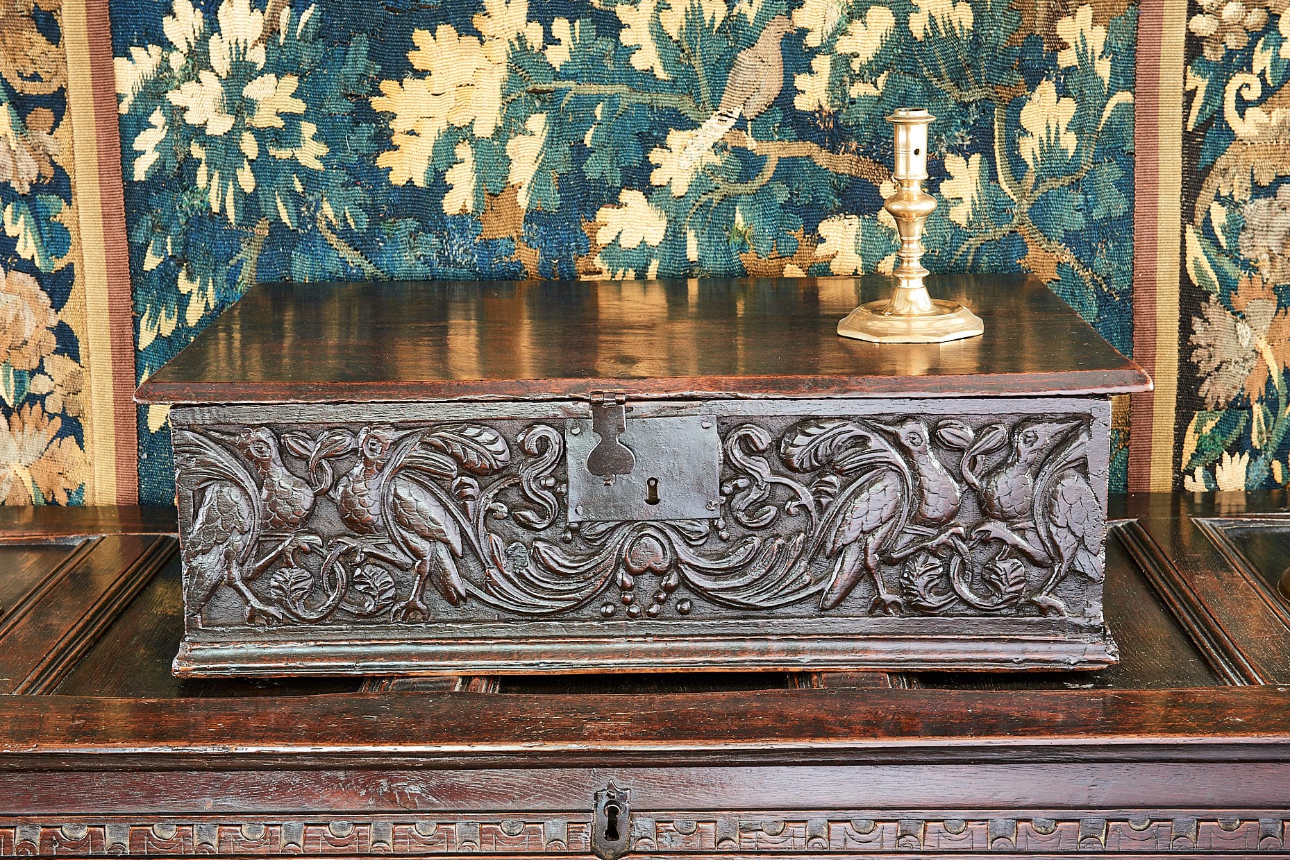 17th century carved oak box