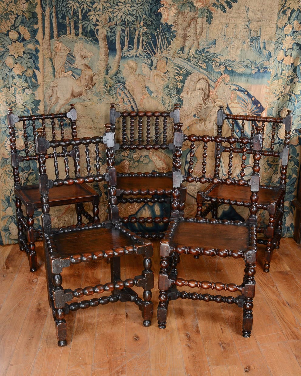 Set of 8 joined oak backstools