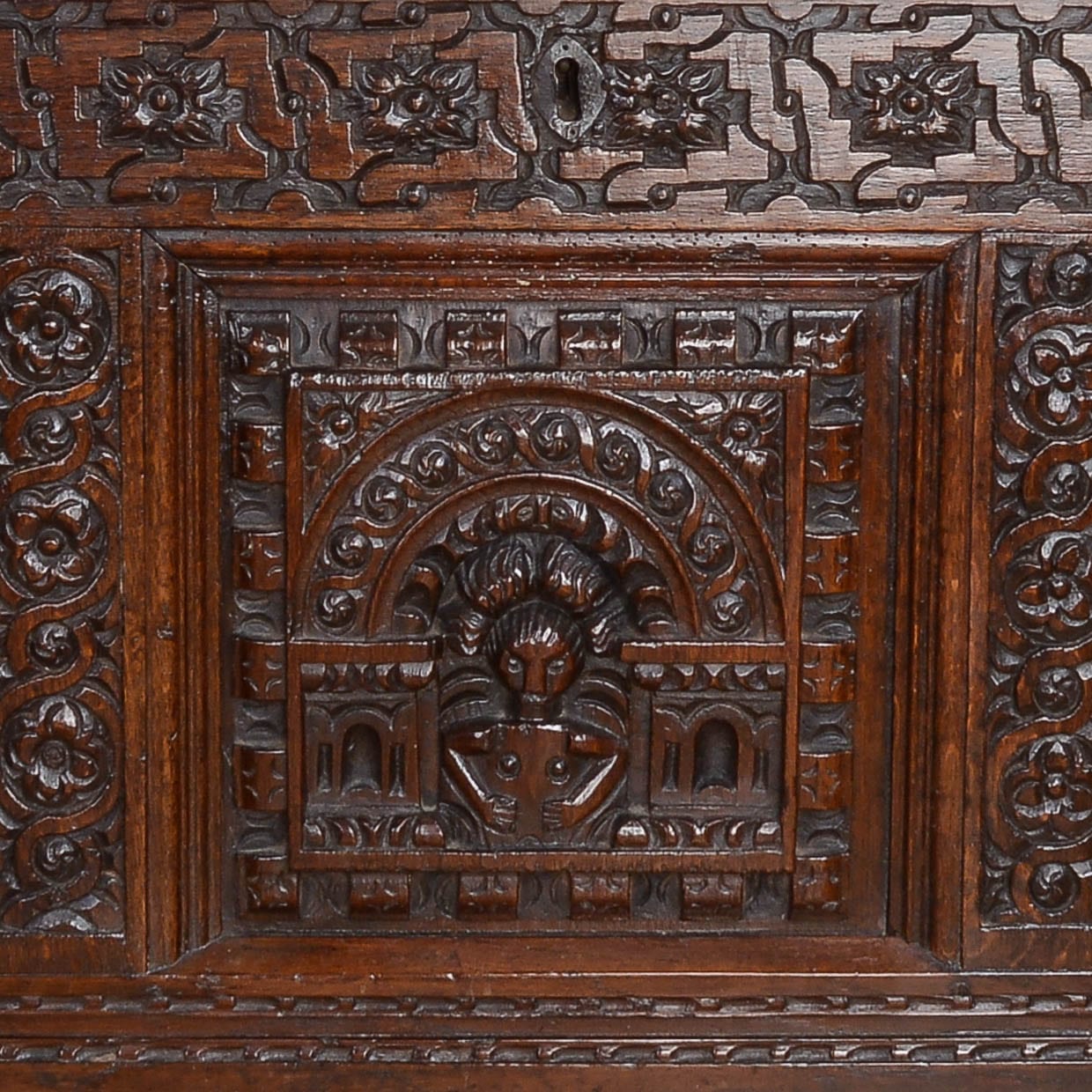 James I oak carved chest