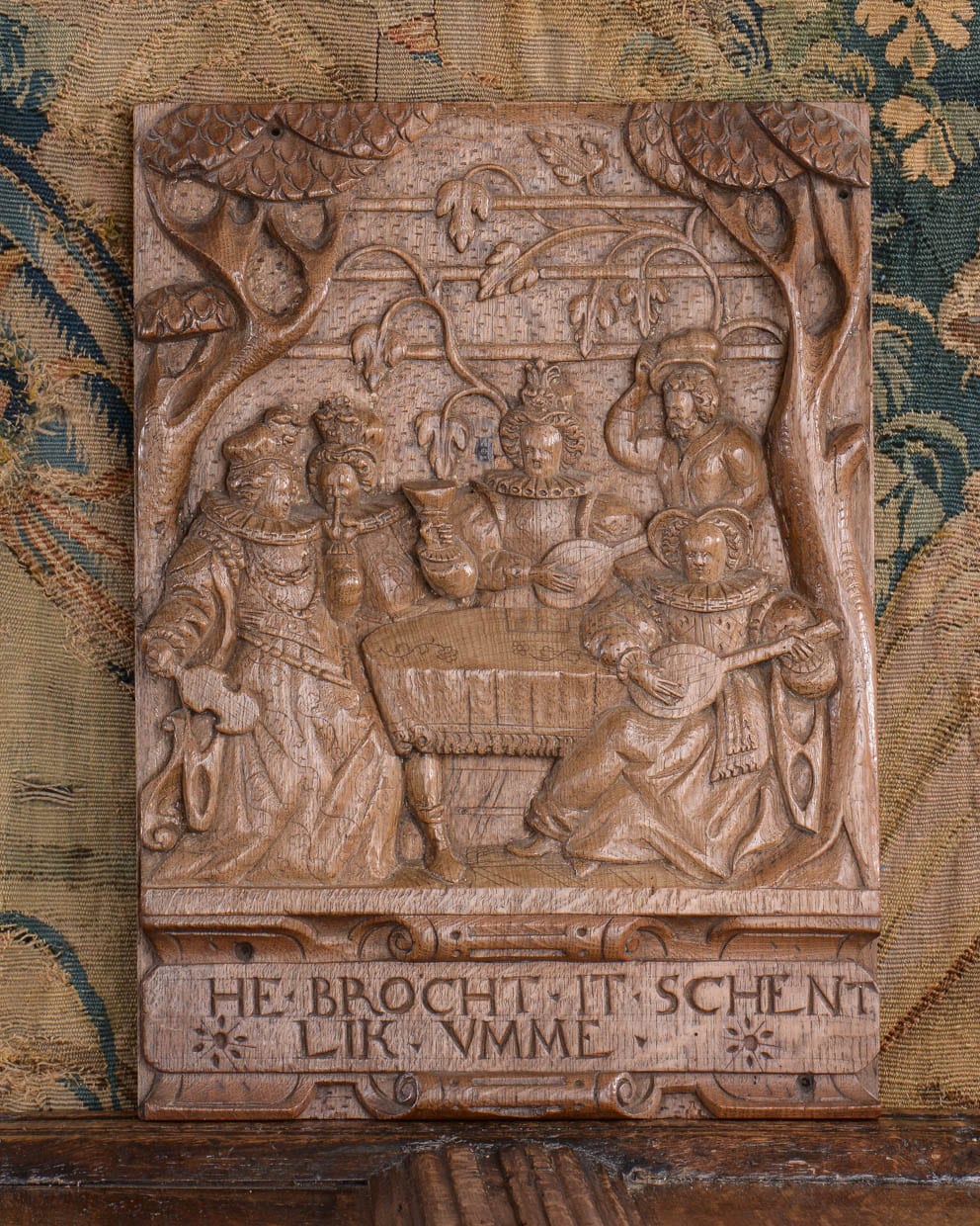 16th century carved oak panel