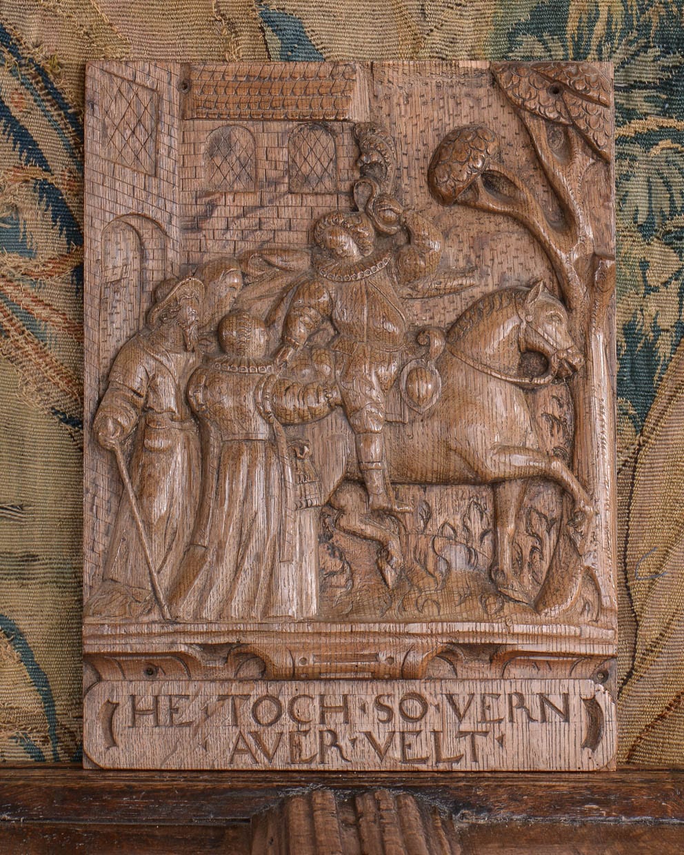 16th century carved oak panel