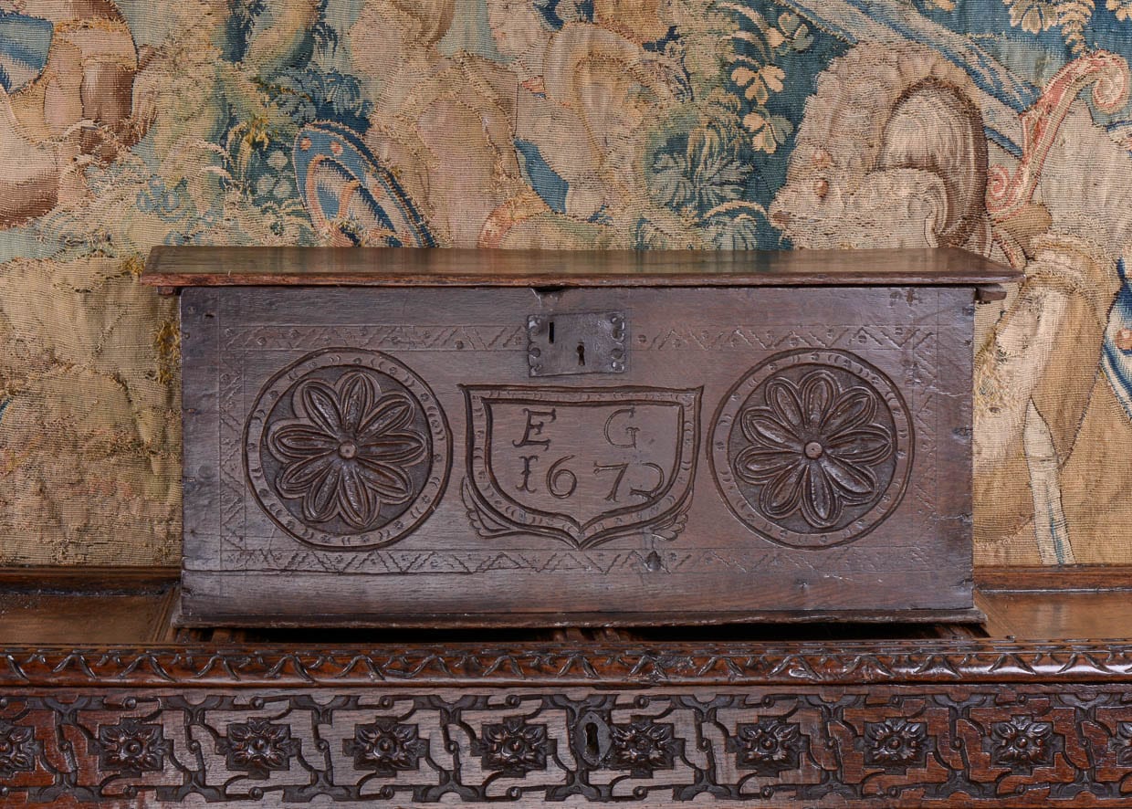 17th century oak carved box