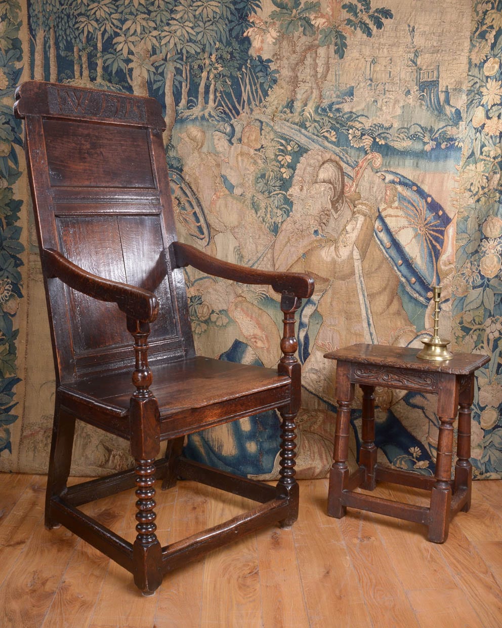 William and Mary joined oak armchair