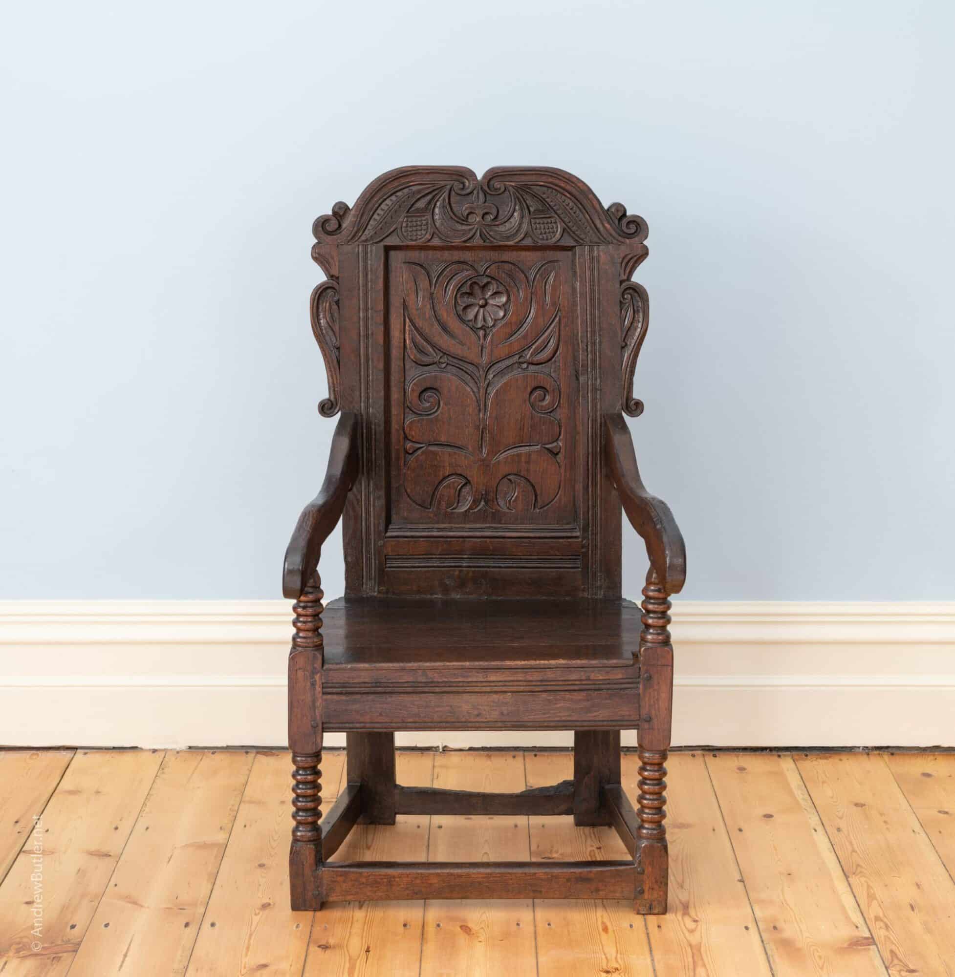 Charles II joined oak armchair