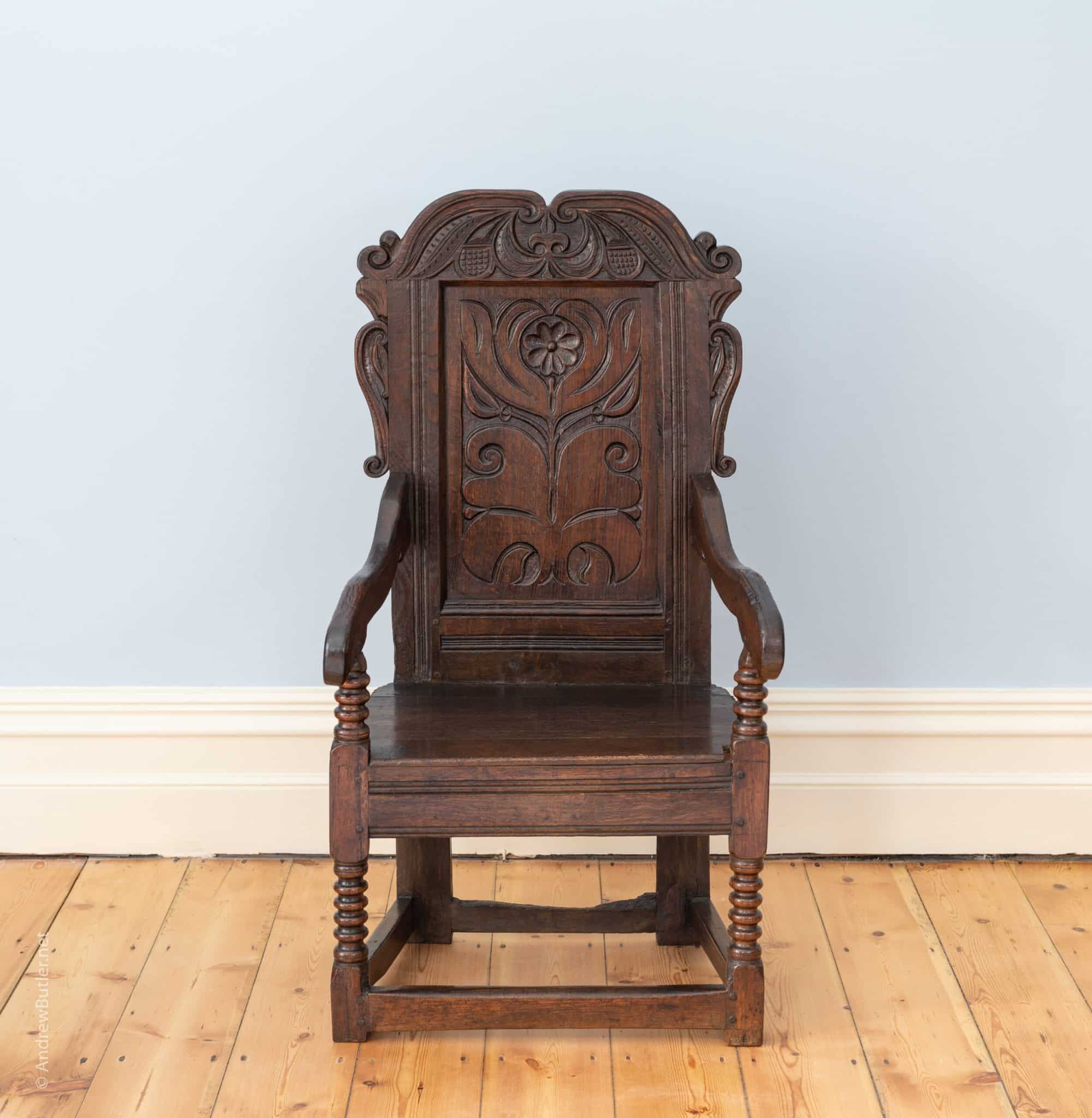 Charles II joined oak armchair