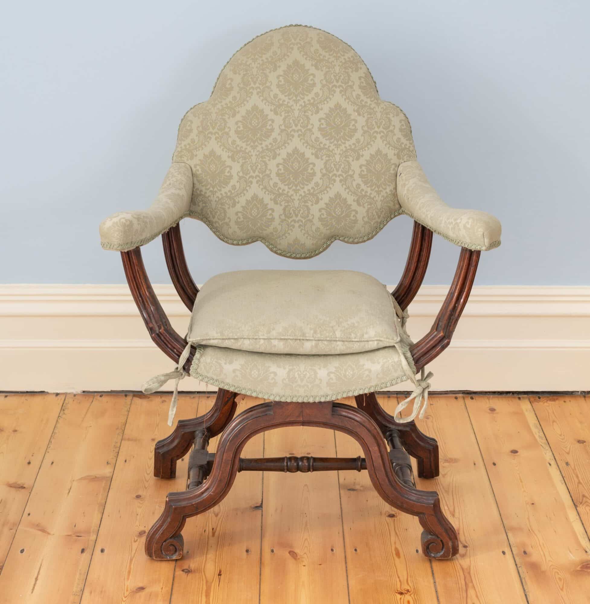 William and Mary X-frame armchair