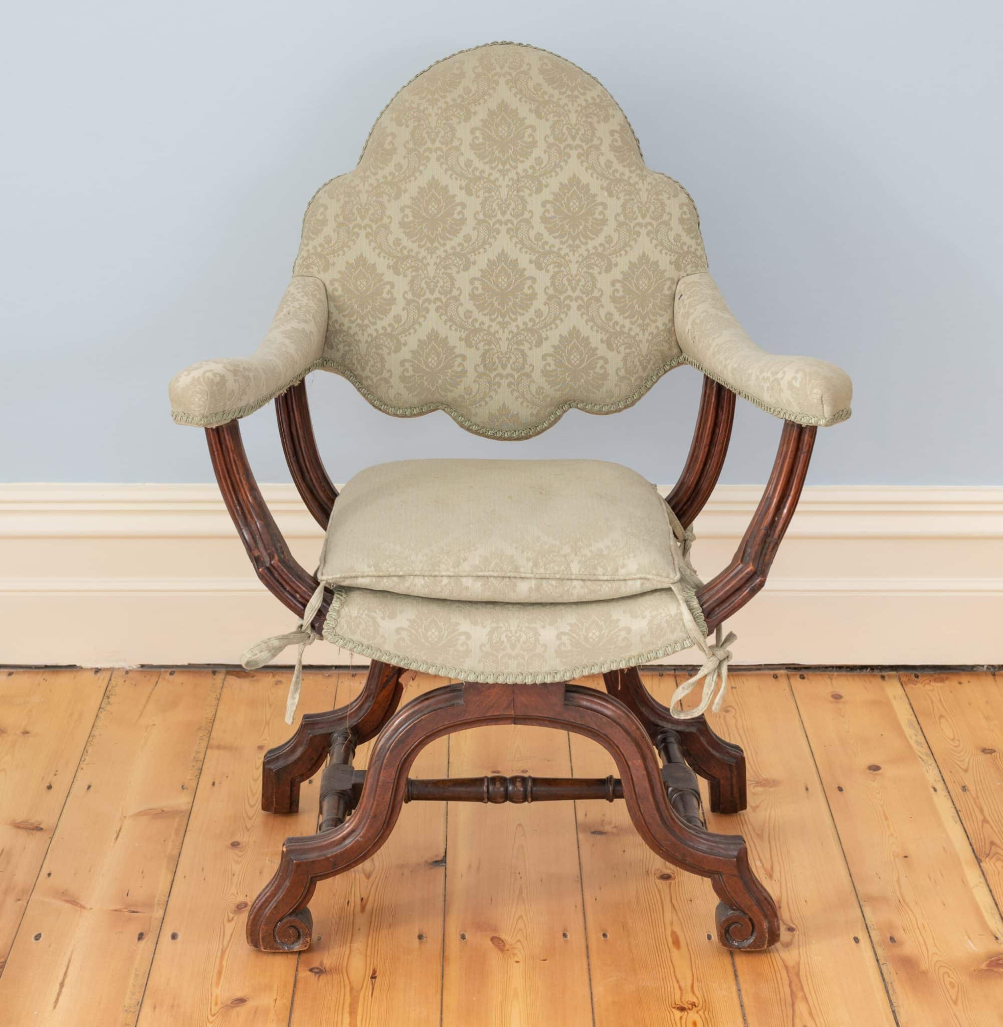 William and Mary X-frame armchair