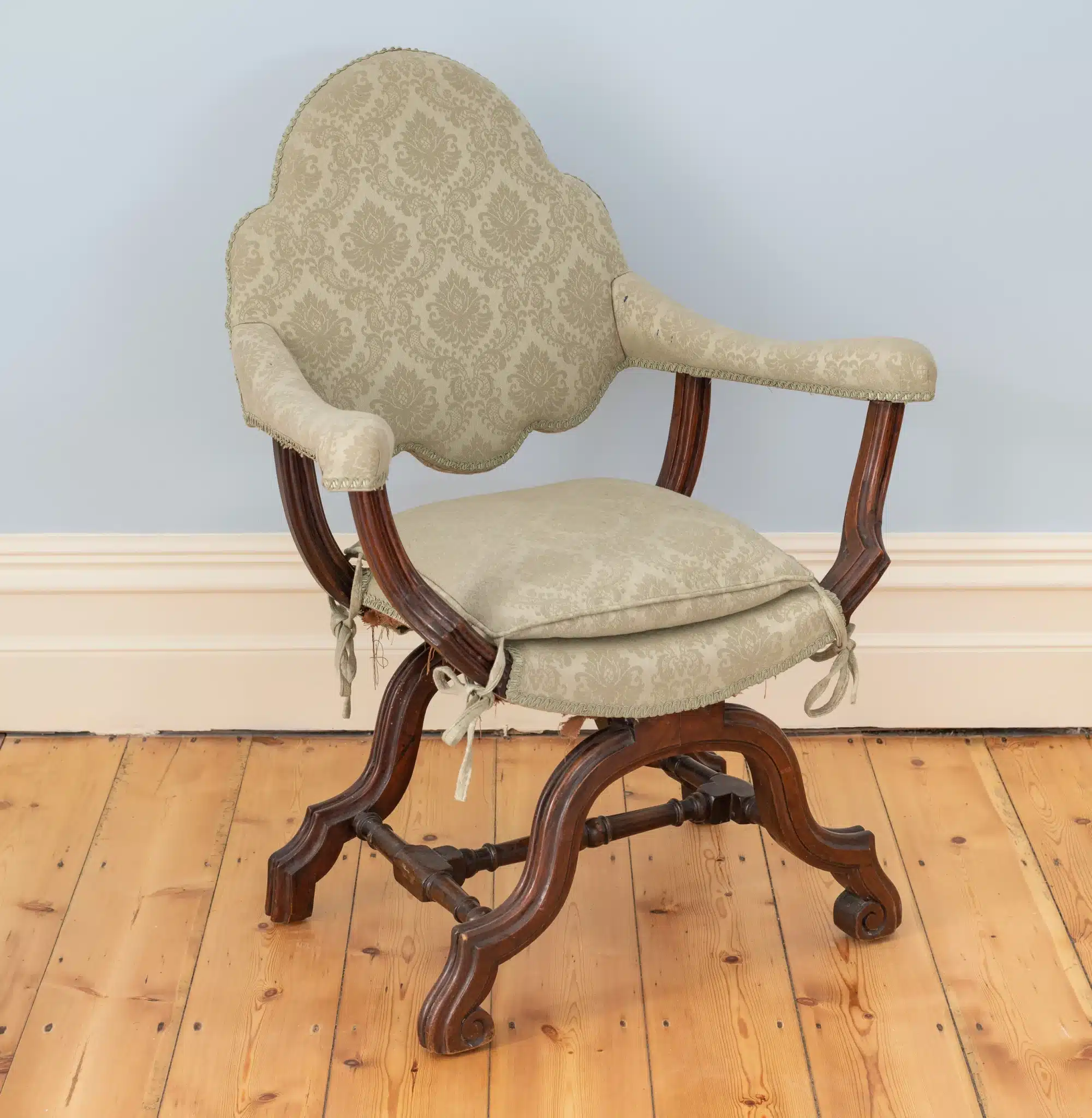 William and Mary X-frame armchair