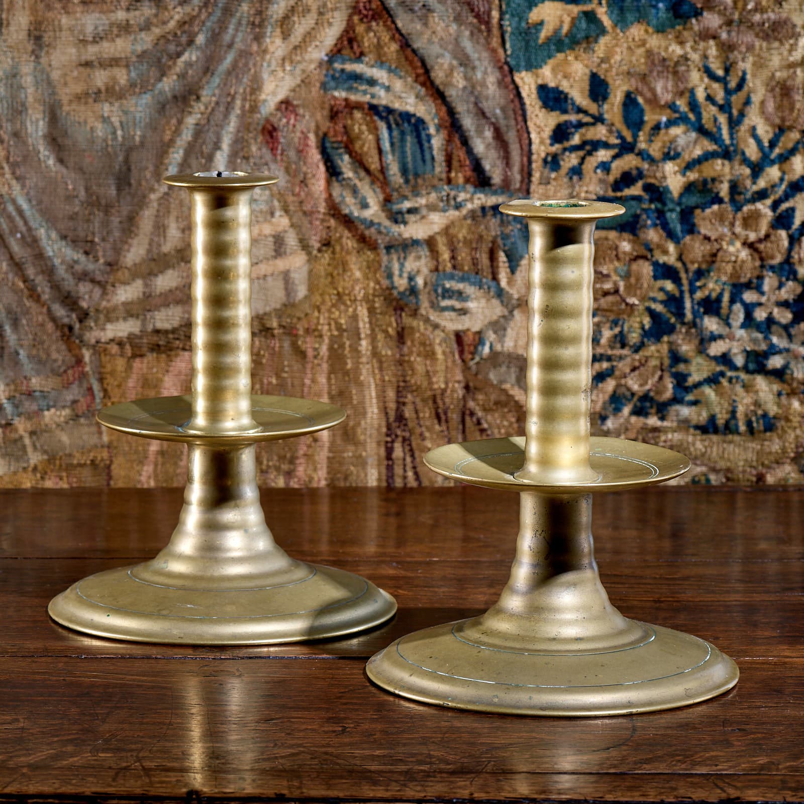 Pair of trumpet candlesticks