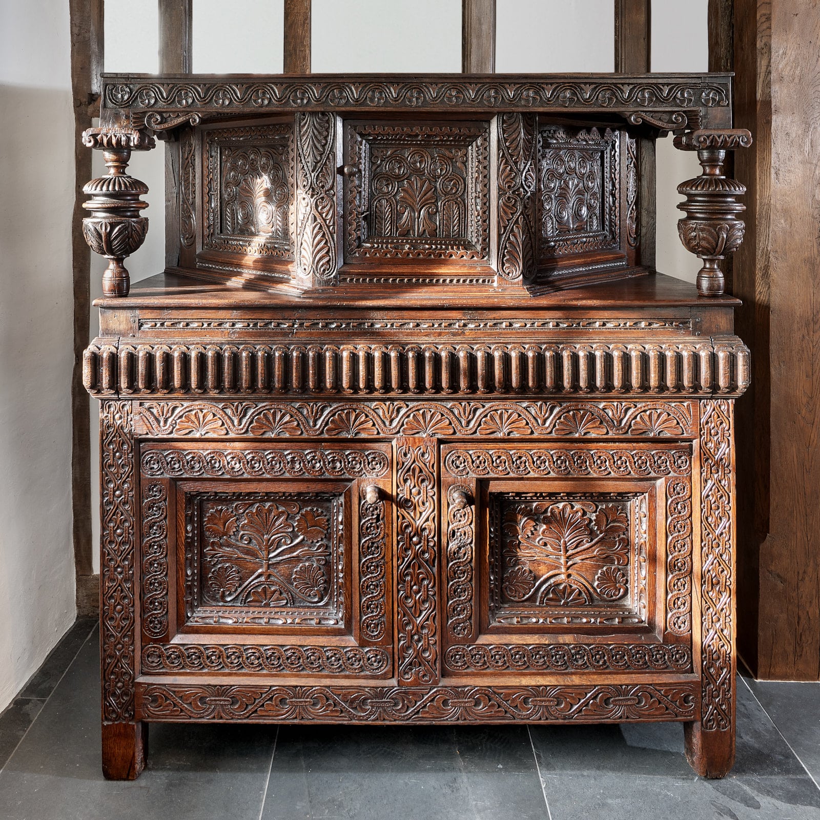 Charles I joined oak press cupboard