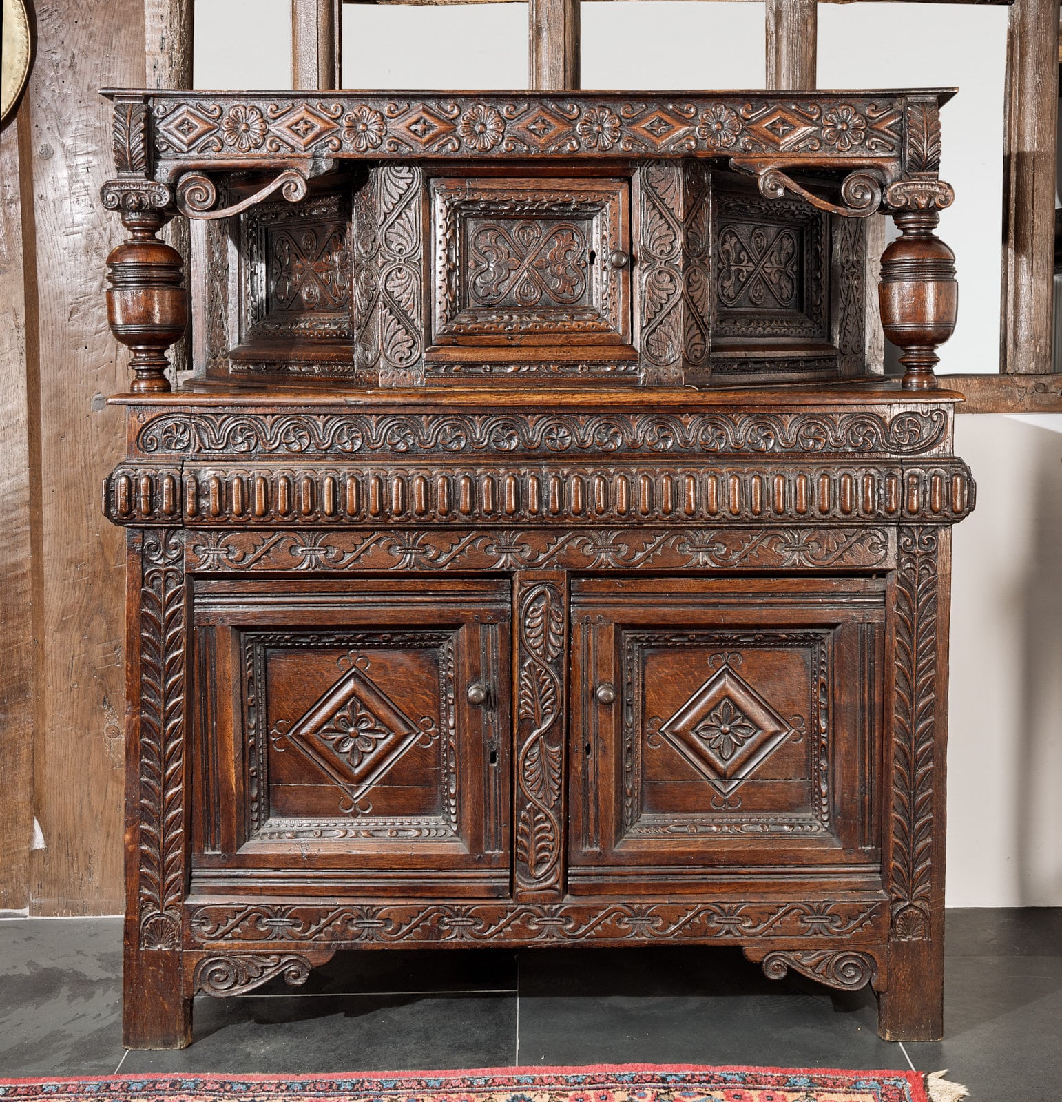 Charles I joined oak press cupboard