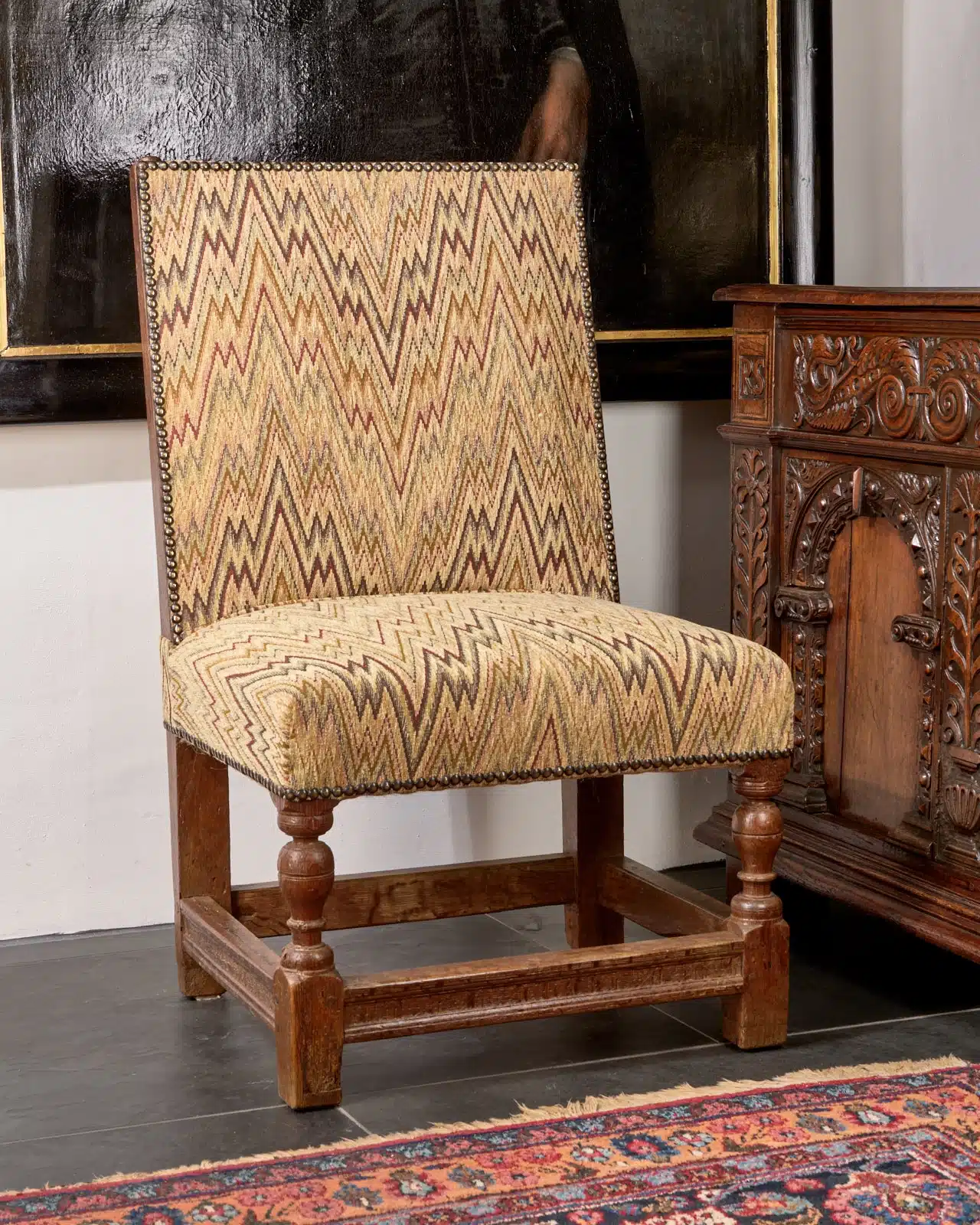 James I oak upholstered chair