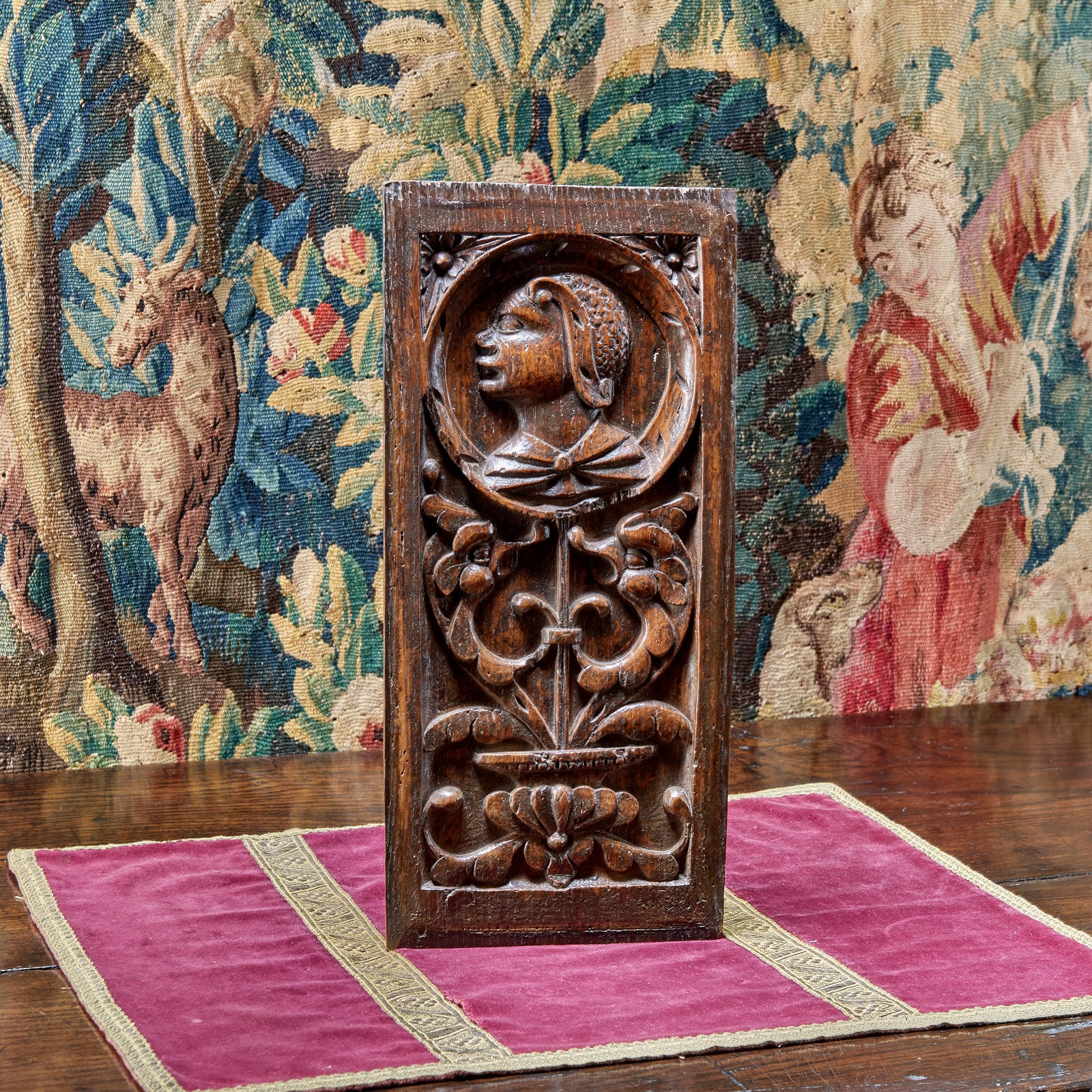 Henry VIII oak carved panel