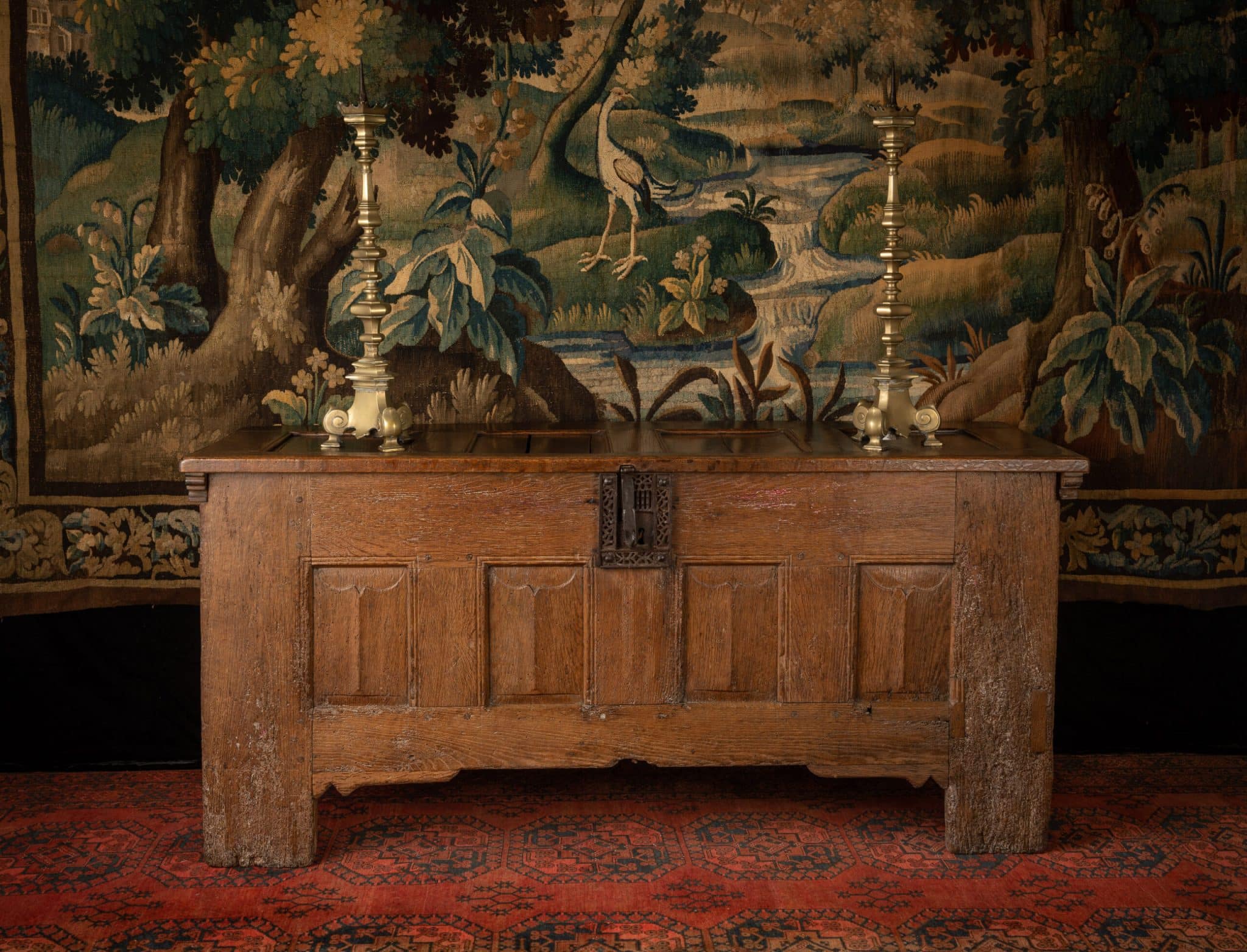 Medieval parchemin panel chest
