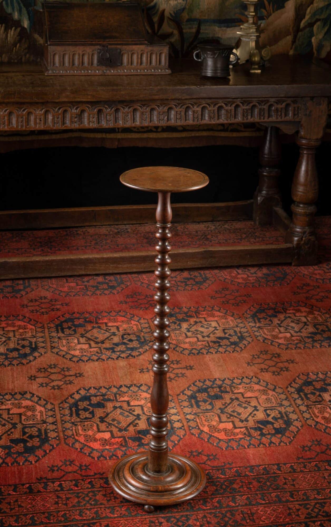 Charles II walnut candlestand