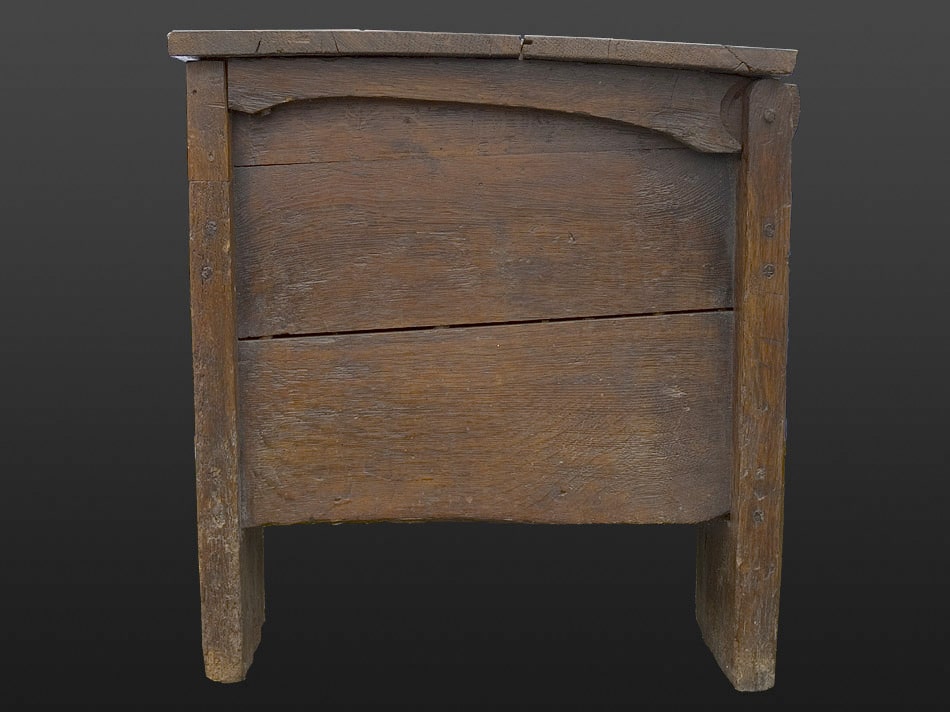 14th century oak clamp front chest