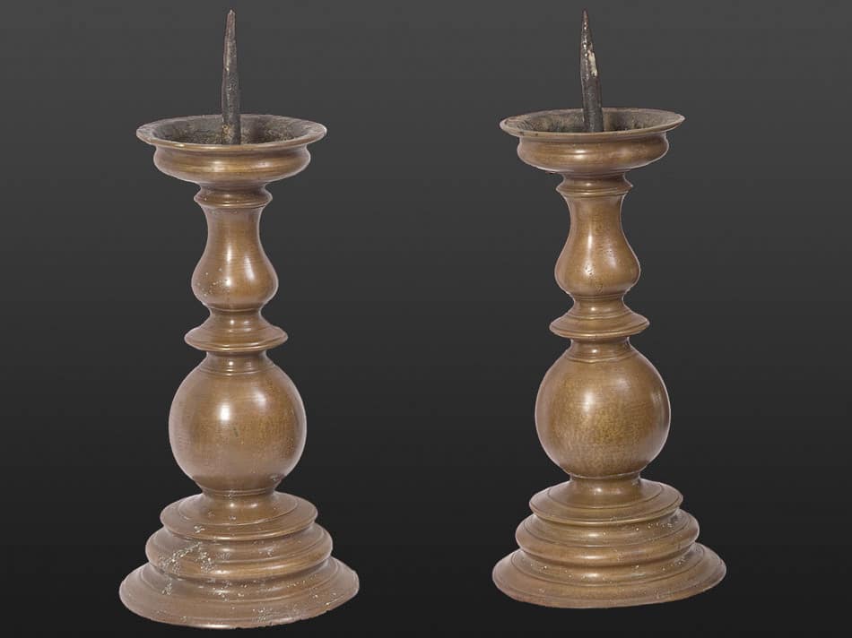 Flemish brass pricketsticks
