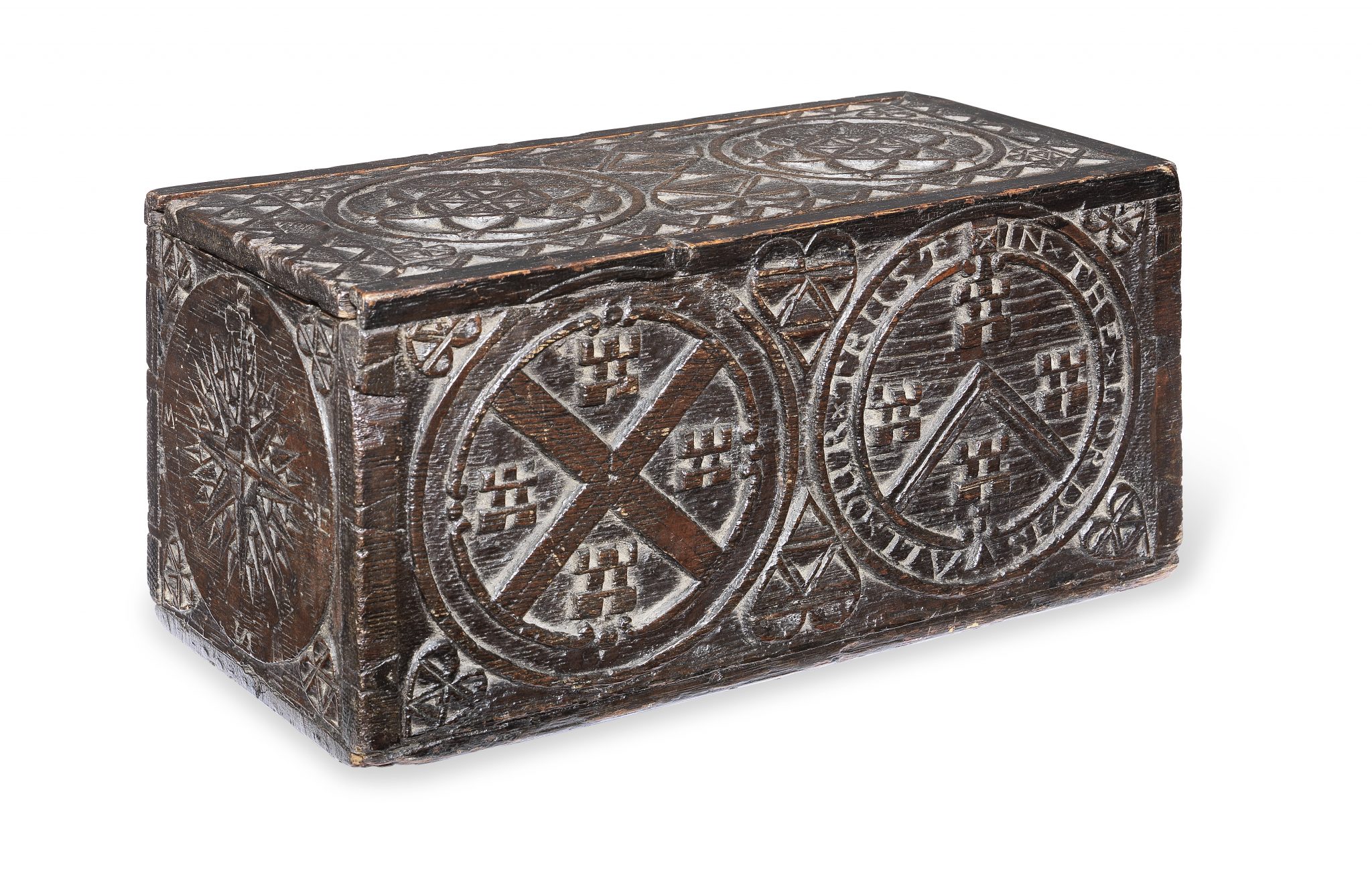 Plymouth carved oak box