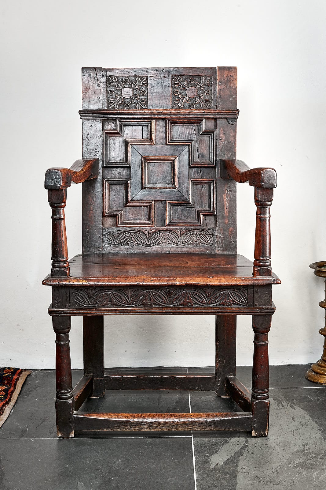 Elizabeth I oak carved armchair