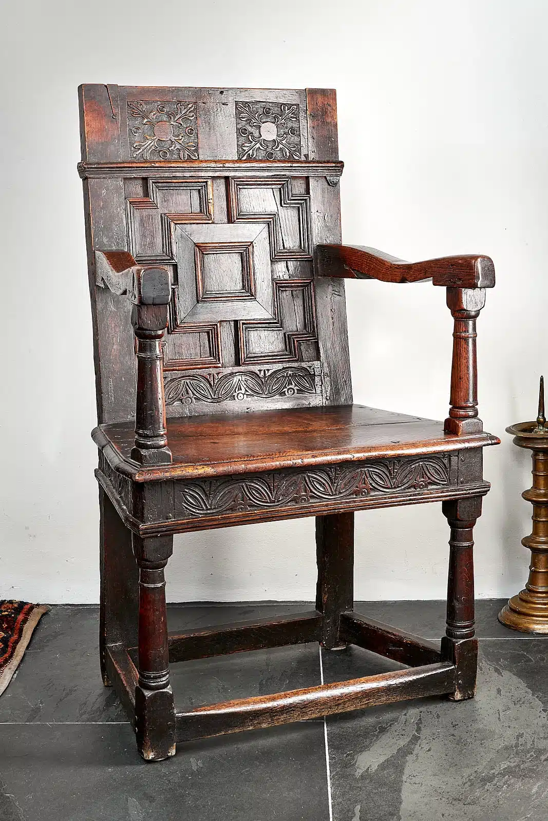 Elizabeth I oak carved armchair