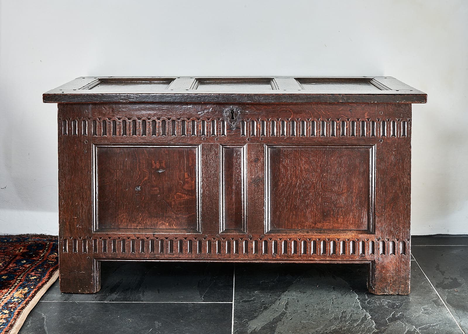 Elizabeth I oak carved chest