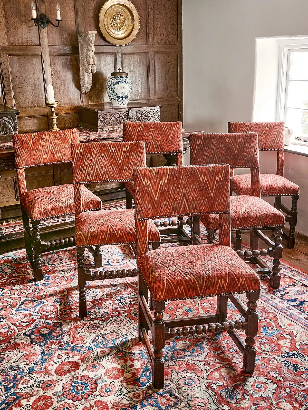 Charles II oak backstools