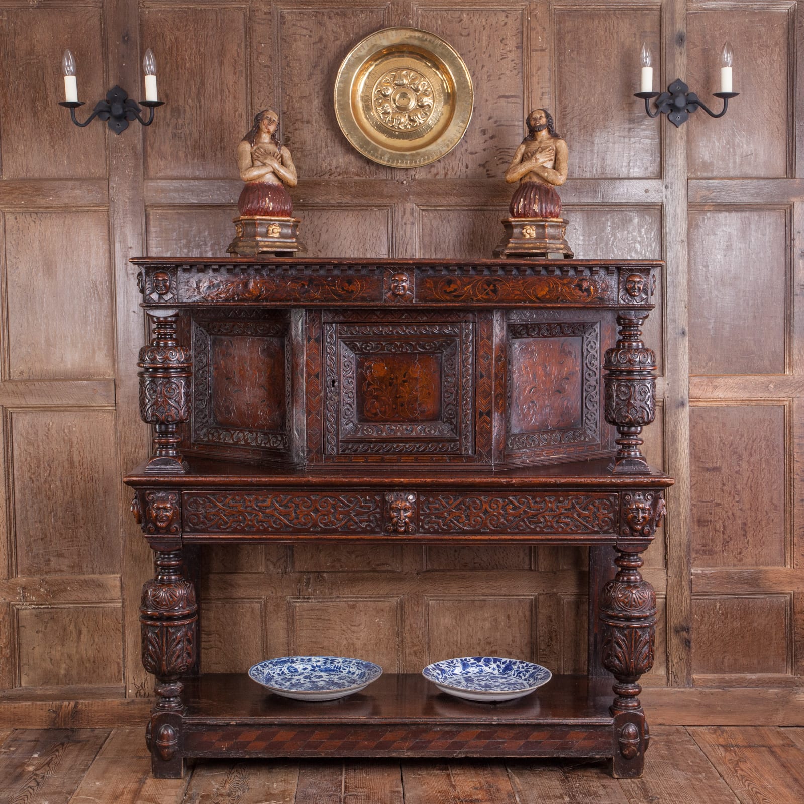 Elizabeth I inlaid canted court cupboard