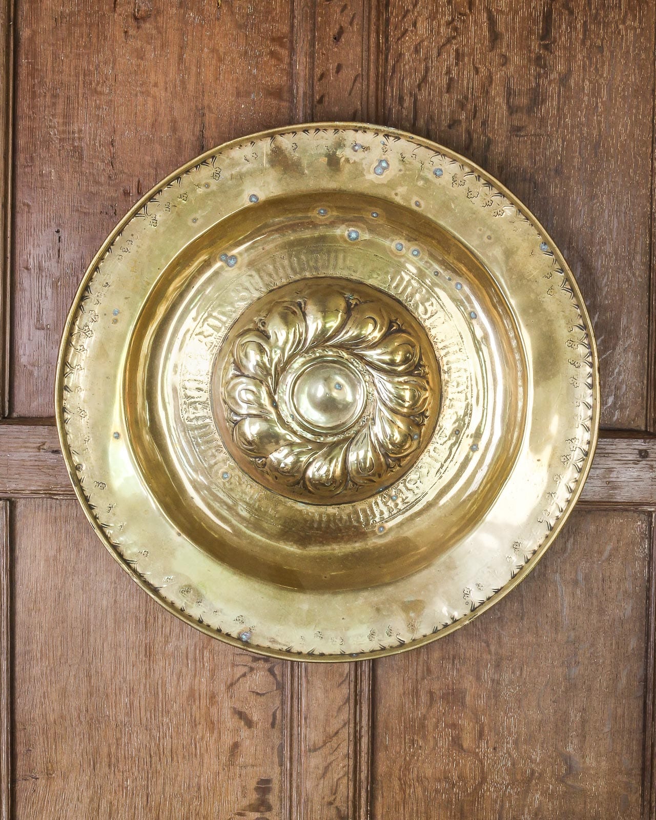 16th century brass almsdish