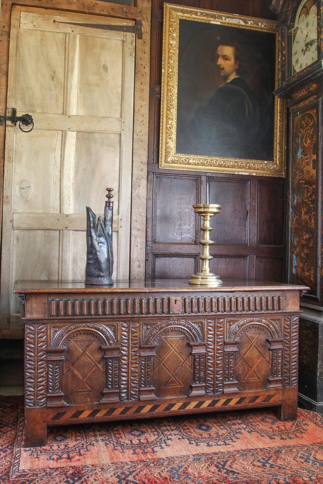 Elizabeth I carved inlaid chest