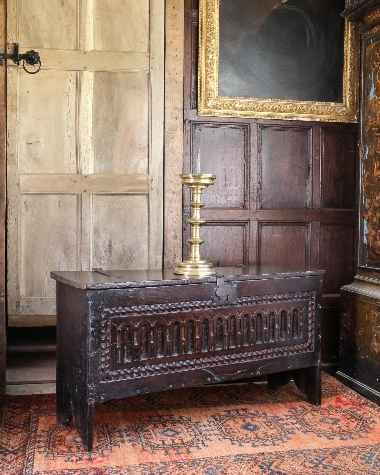 James I oak board chest