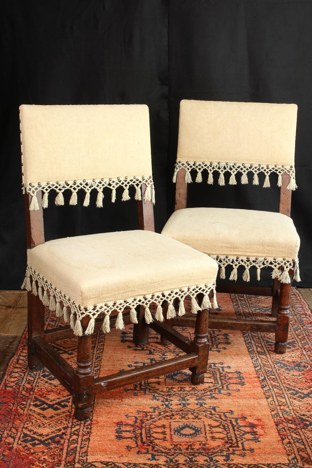Pair of upholstered backstools