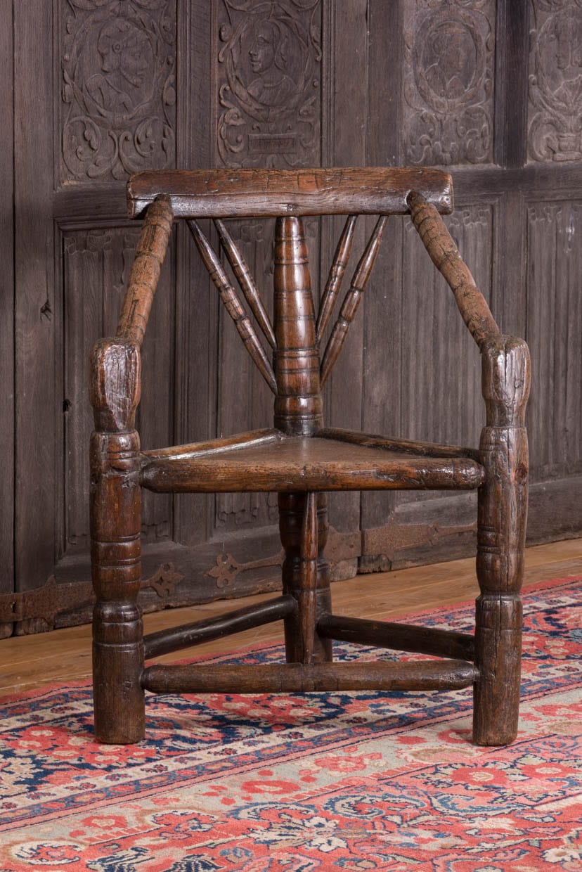 17th century ash turned armchair