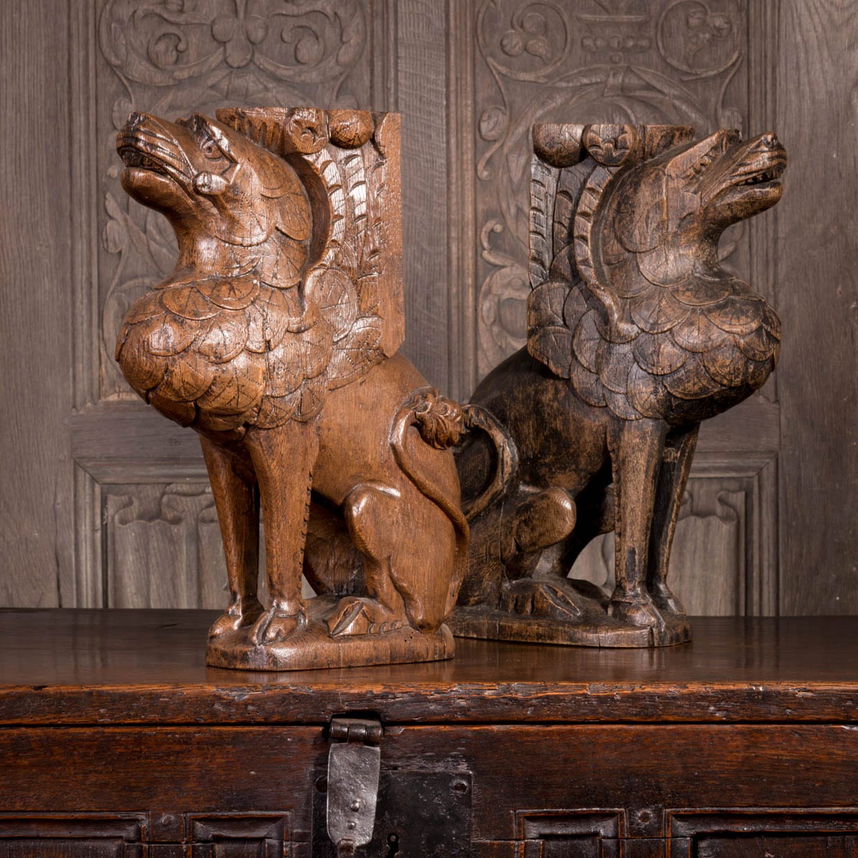 Elizabeth I oak carved griffins
