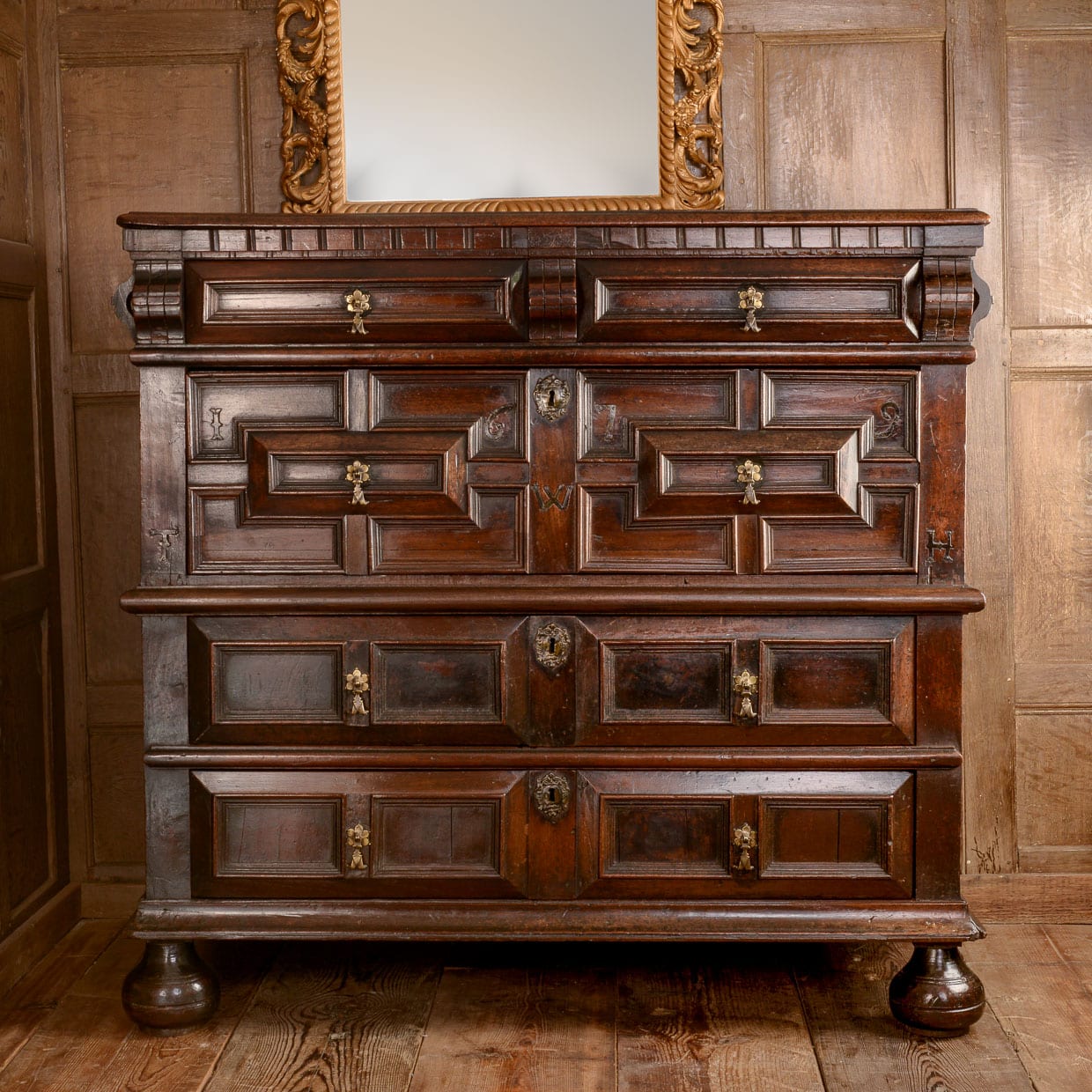 Charles II walnut chest of drawers