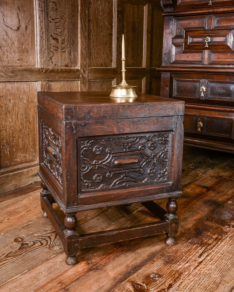James I oak box stool