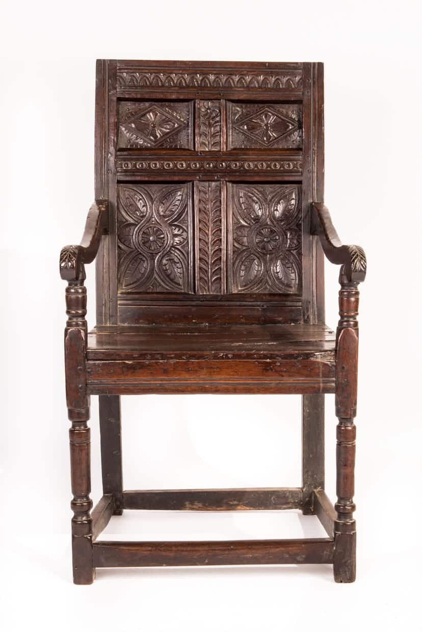 17th century joined oak armchair