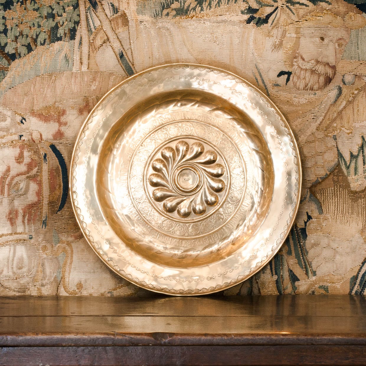 16th century brass alms dish
