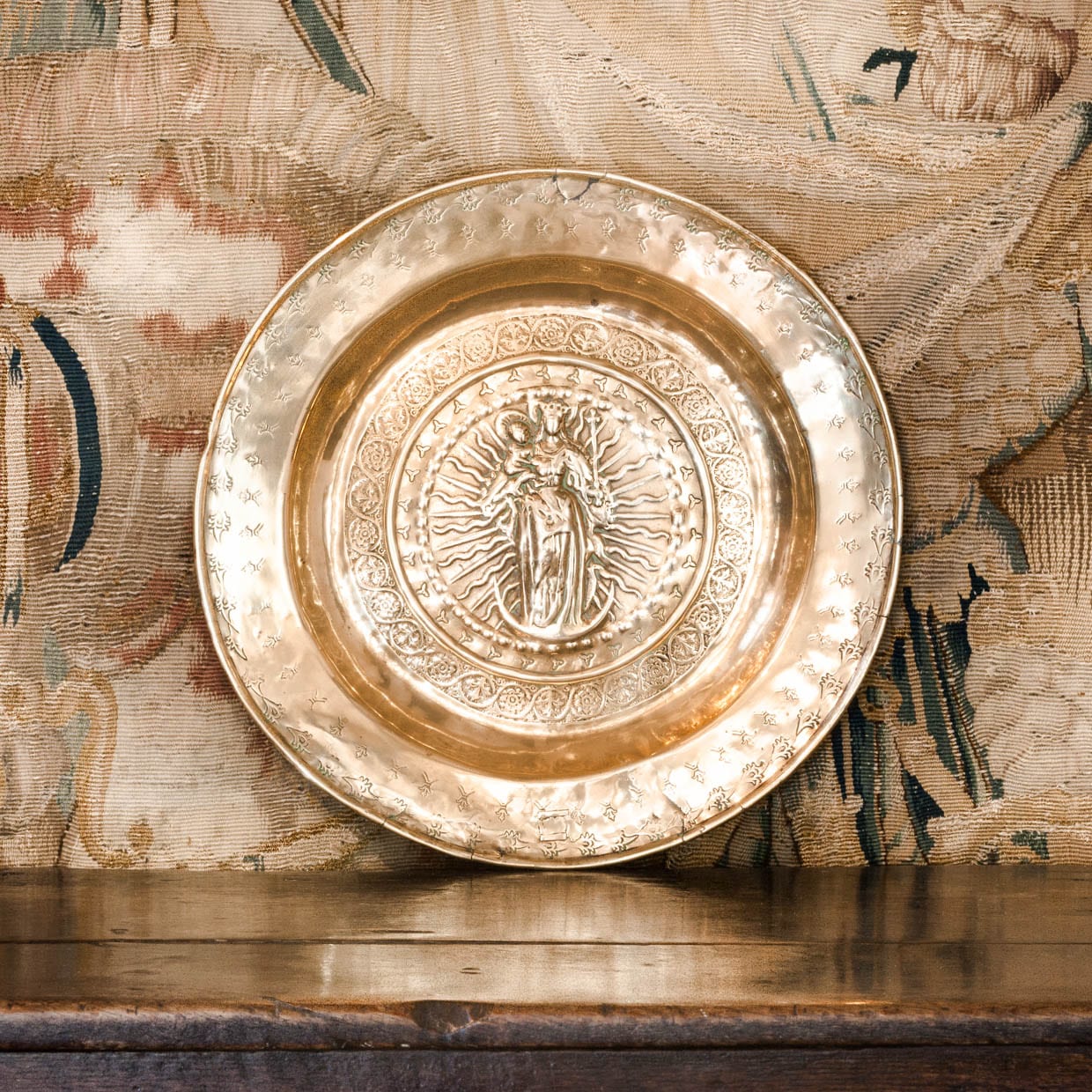 16th century brass alms dish