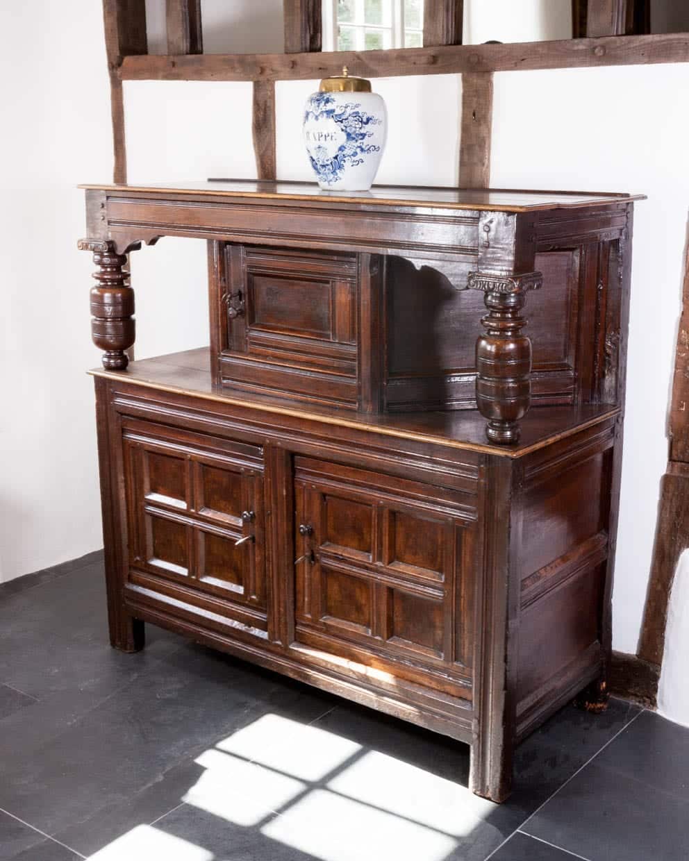17th century canted oak livery cupboard
