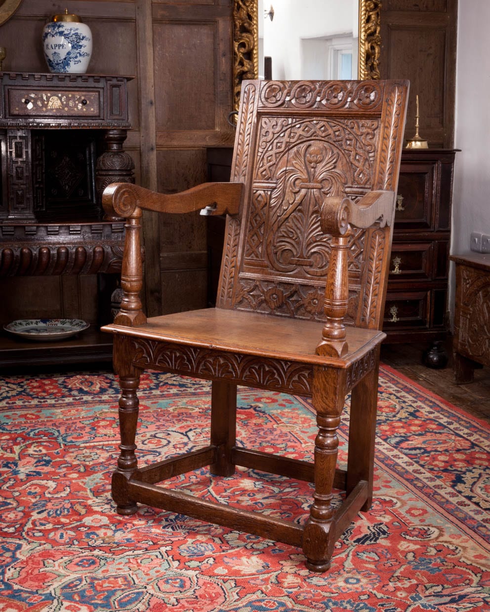 James I oak carved armchair