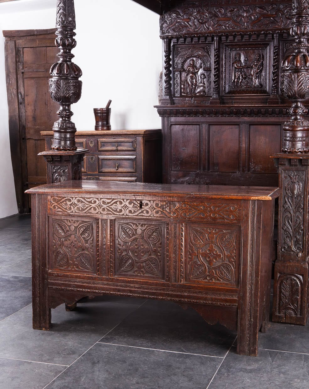 Charles II oak chest