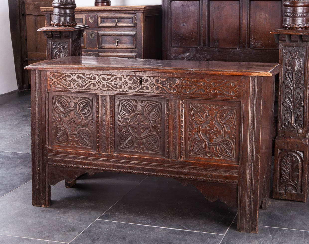 Charles II oak chest