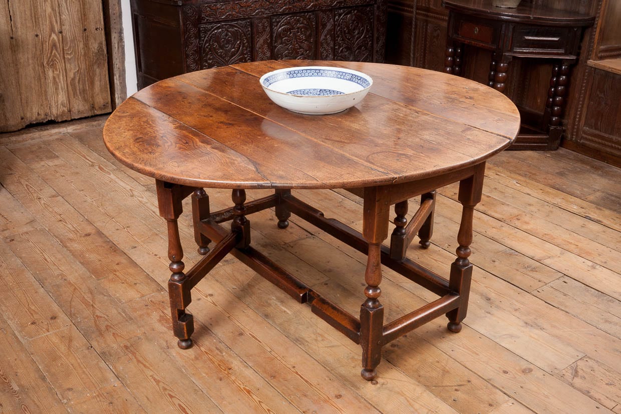 17th century Yew wood gate leg table
