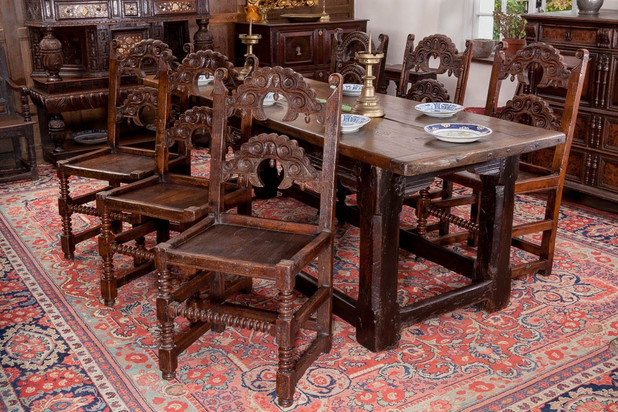 Set of six Yorkshire backstools
