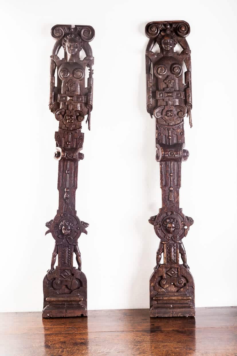 16th century pair of caryatids