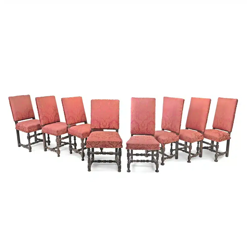 Set of eight Louis XIII chairs