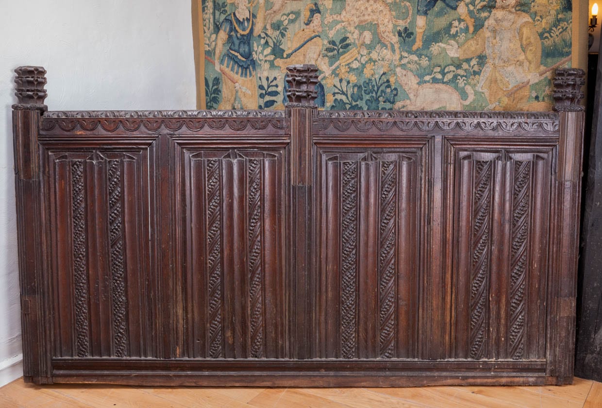 Henry VIII oak carved wall settle