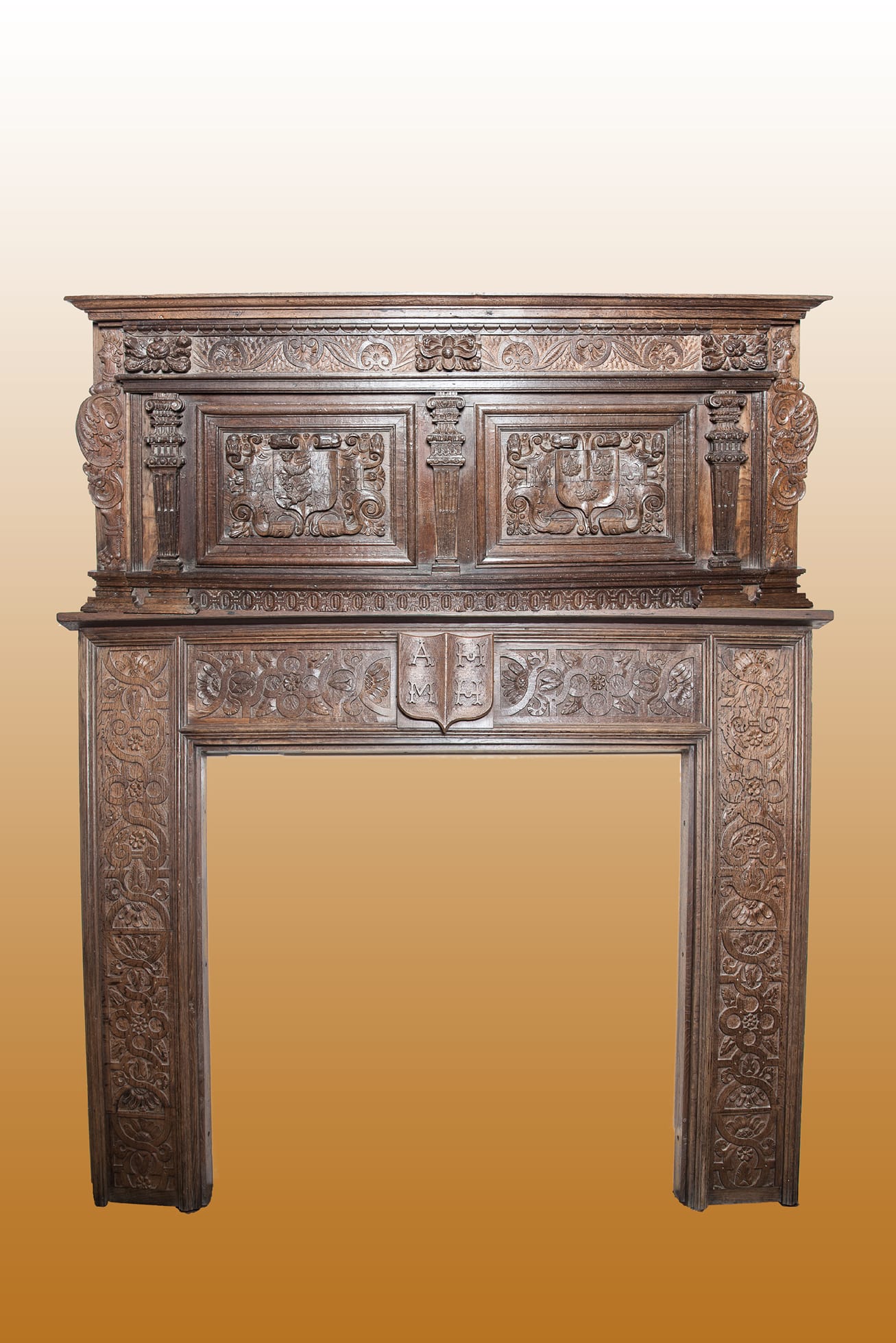 James I oak carved overmantel