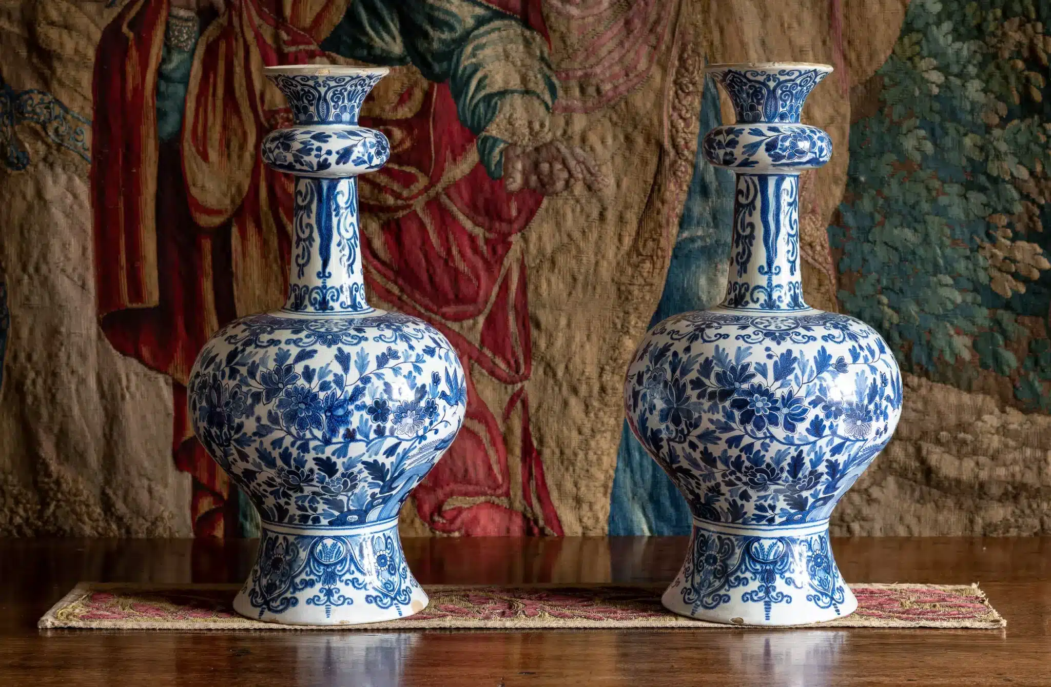 Large pair of Delftware tulip vases