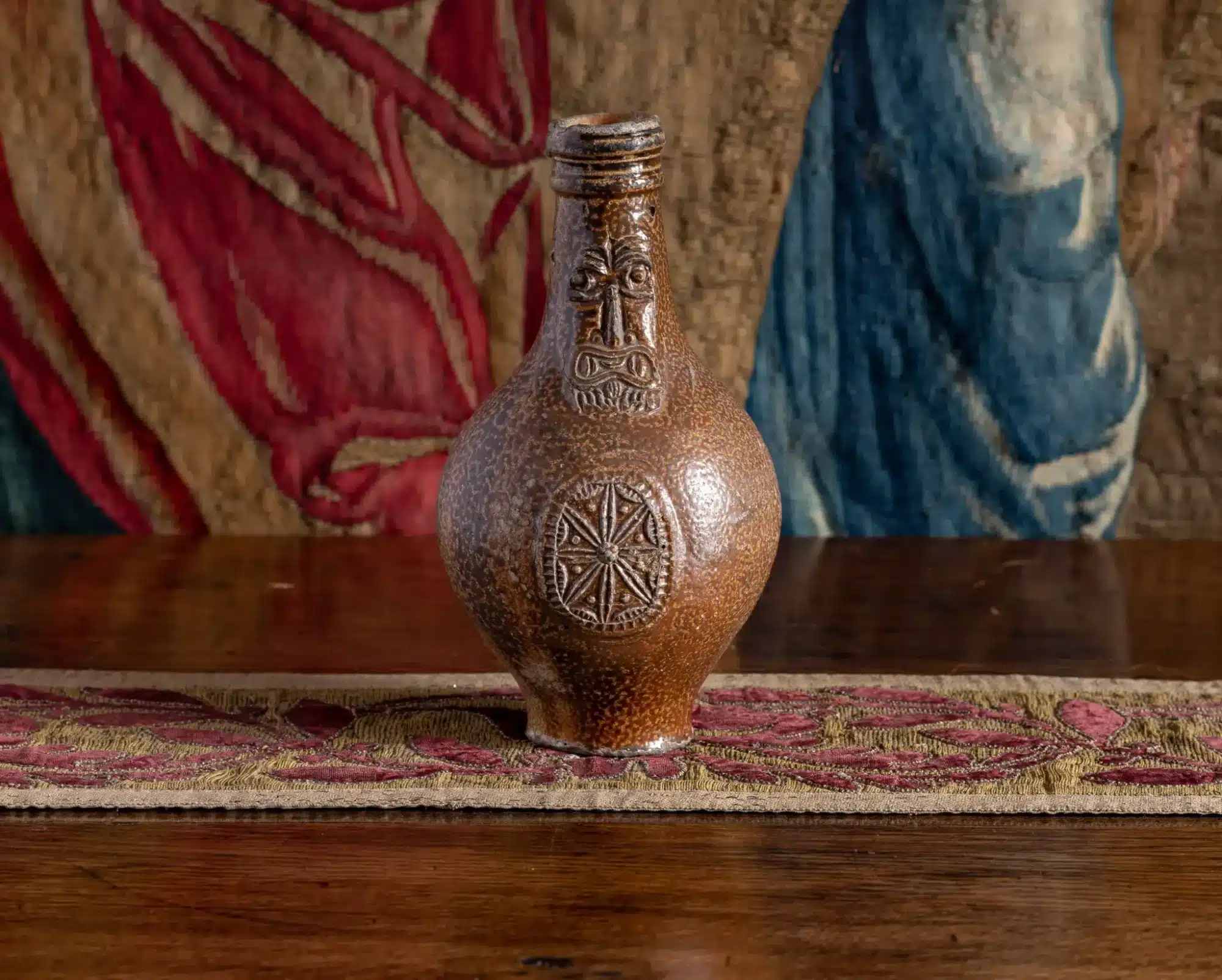 Salt glazed stoneware Bellarmine jug